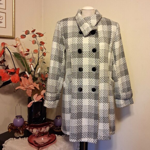 NEW Women’s Gray White Double-Breasted Lined Trench Coat Winter Outerwear 18 XL - Picture 6 of 11
